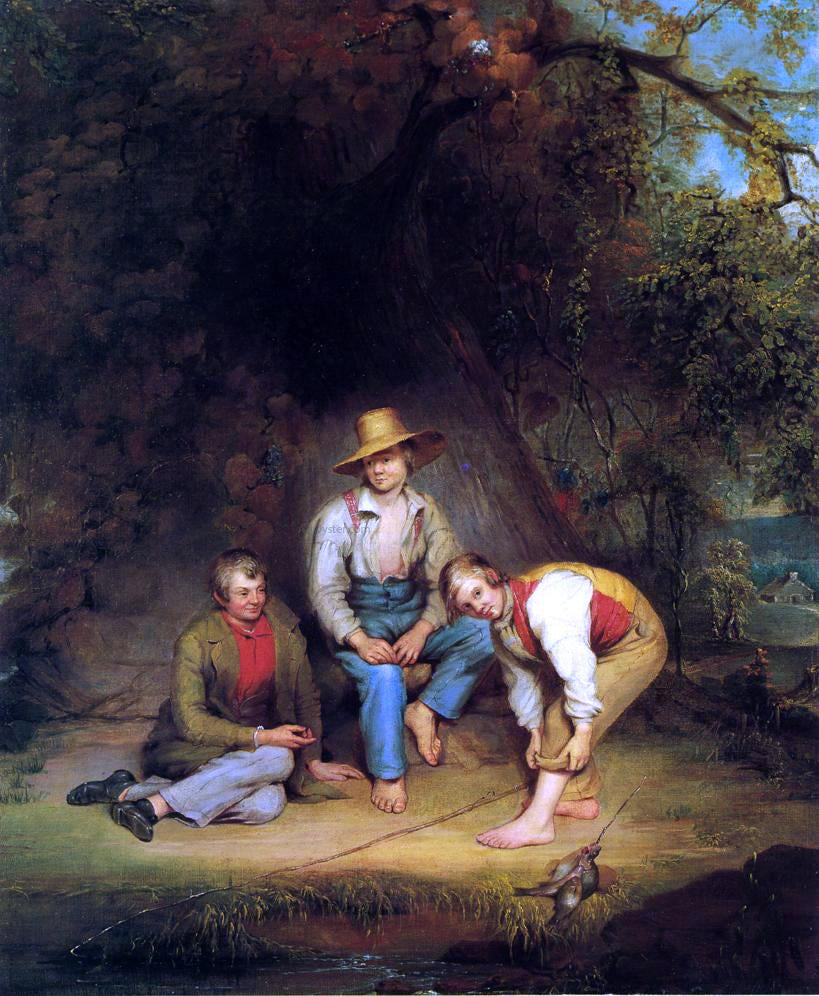 Thomas Le Clear Boys Fishing - Hand Painted Oil Painting