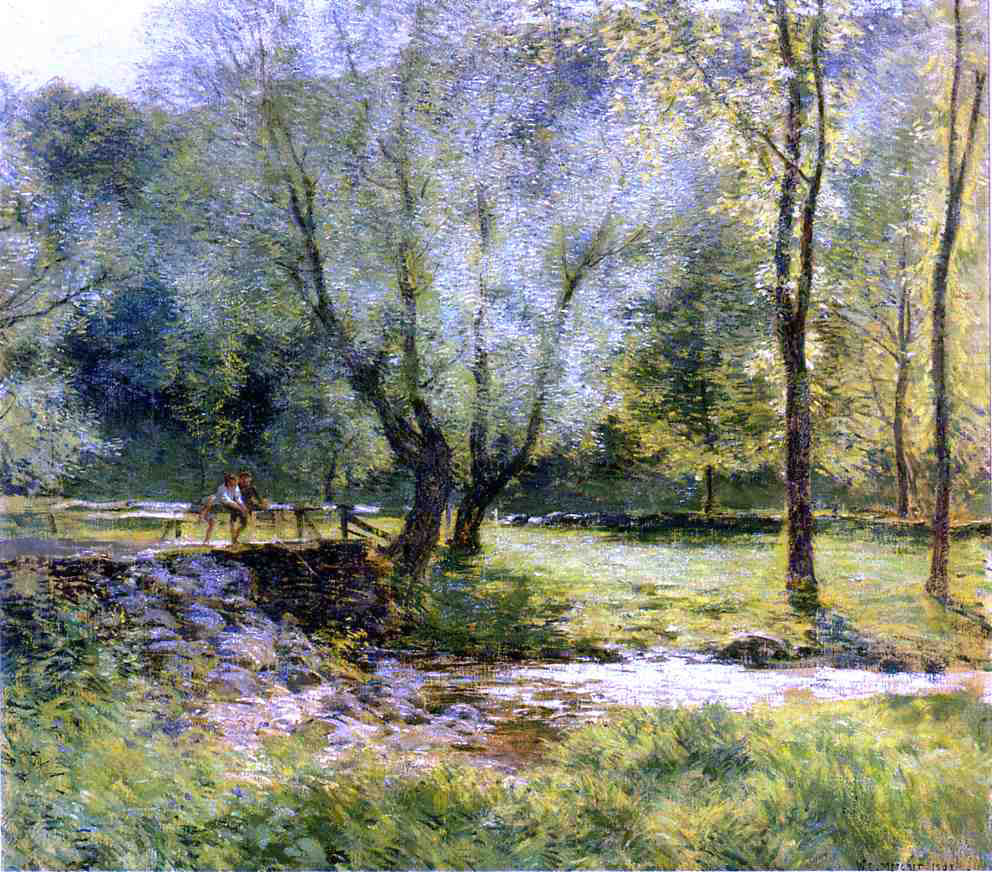 Willard Leroy Metcalf Boys Fishing - Hand Painted Oil Painting