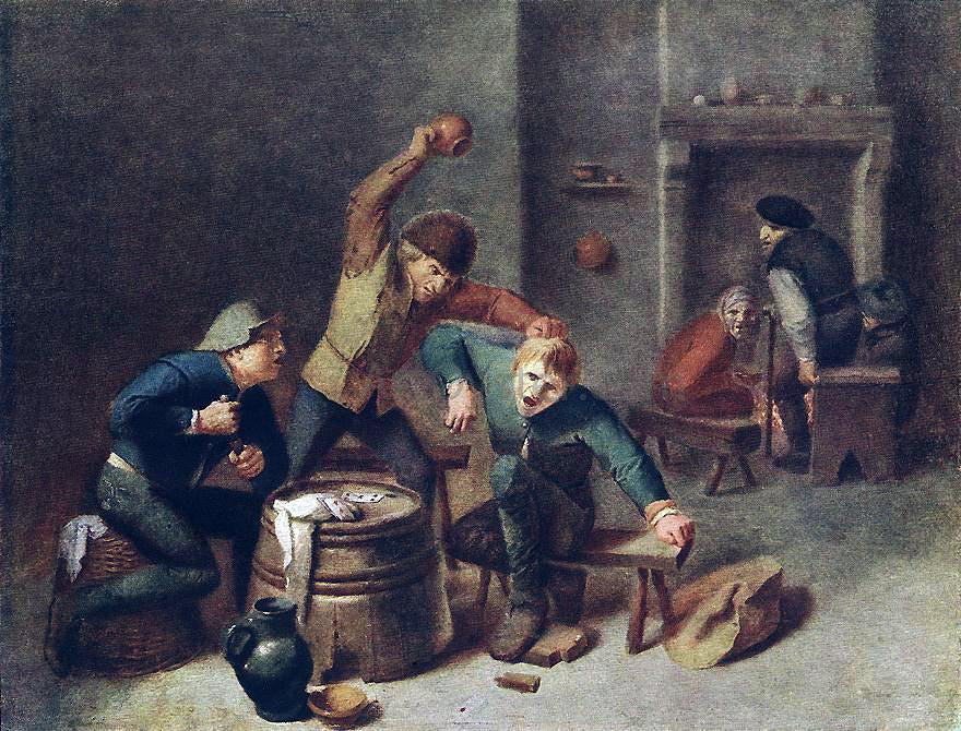 Adriaen Brouwer Brawling Peasants - Hand Painted Oil Painting
