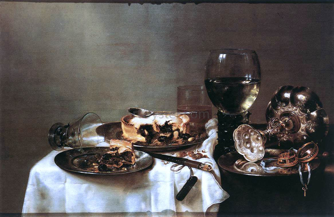 Willem Claesz Heda Breakfast Table with Blackberry Pie - Hand Painted Oil Painting