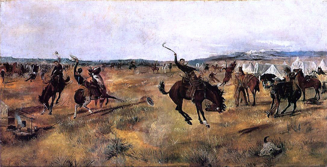 Charles Marion Russell Breaking Camp - Hand Painted Oil Painting
