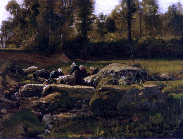 Jules-Adolphe Breton Breton Laundresses at Douarnenez - Hand Painted Oil Painting