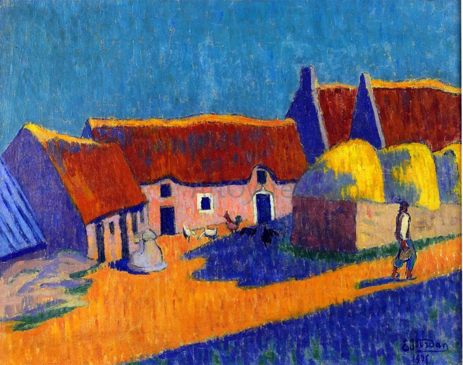 Emile Jourdan Breton Village - Hand Painted Oil Painting