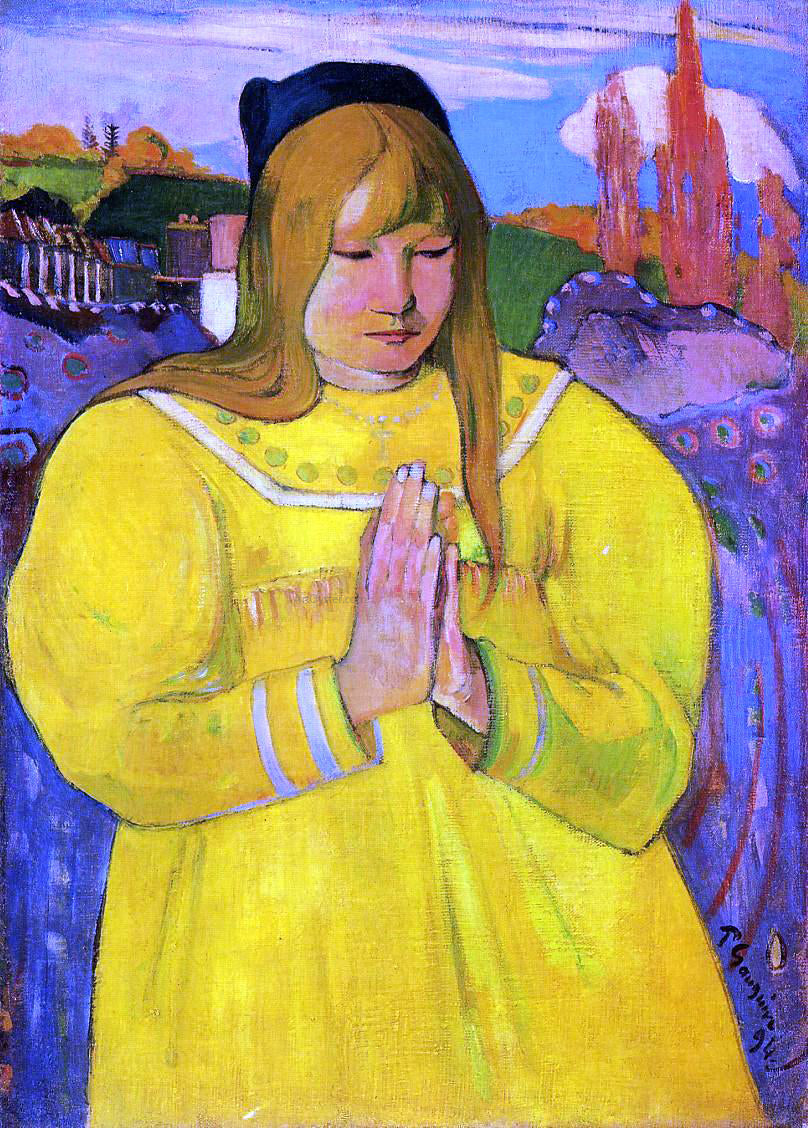 Paul Gauguin Breton Woman in Prayer - Hand Painted Oil Painting