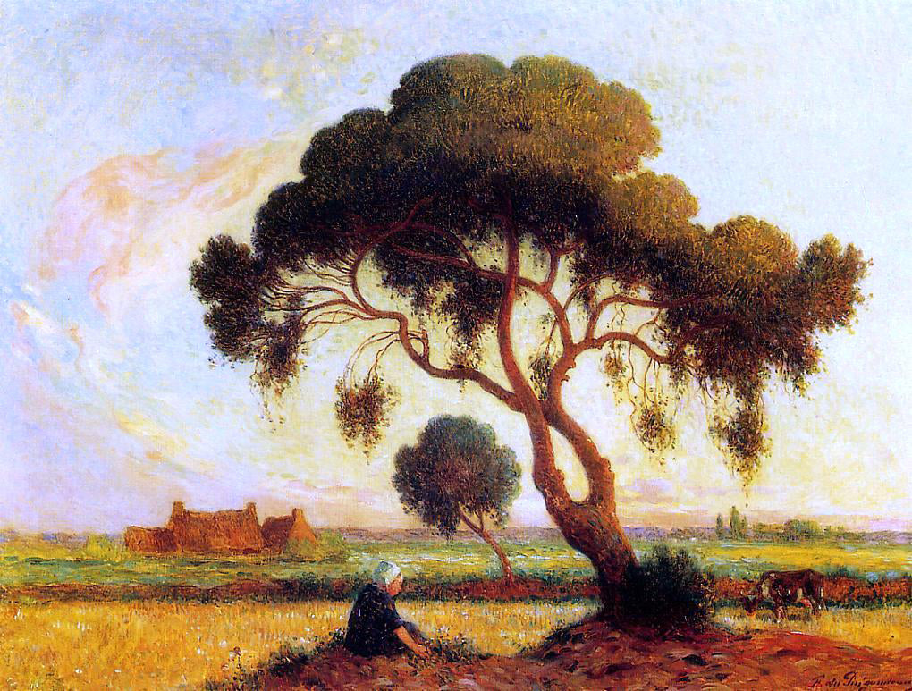 Ferdinand Du Puigaudeau Breton Woman Seated under a Large Tree - Hand Painted Oil Painting