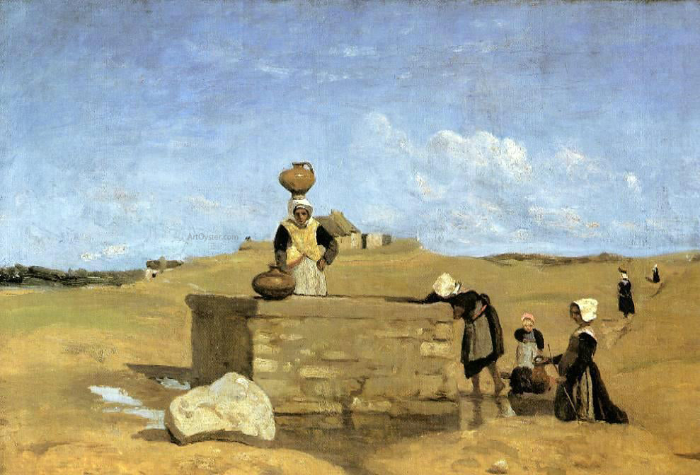 Jean-Baptiste-Camille Corot Breton Women at the Fountain - Hand Painted Oil Painting