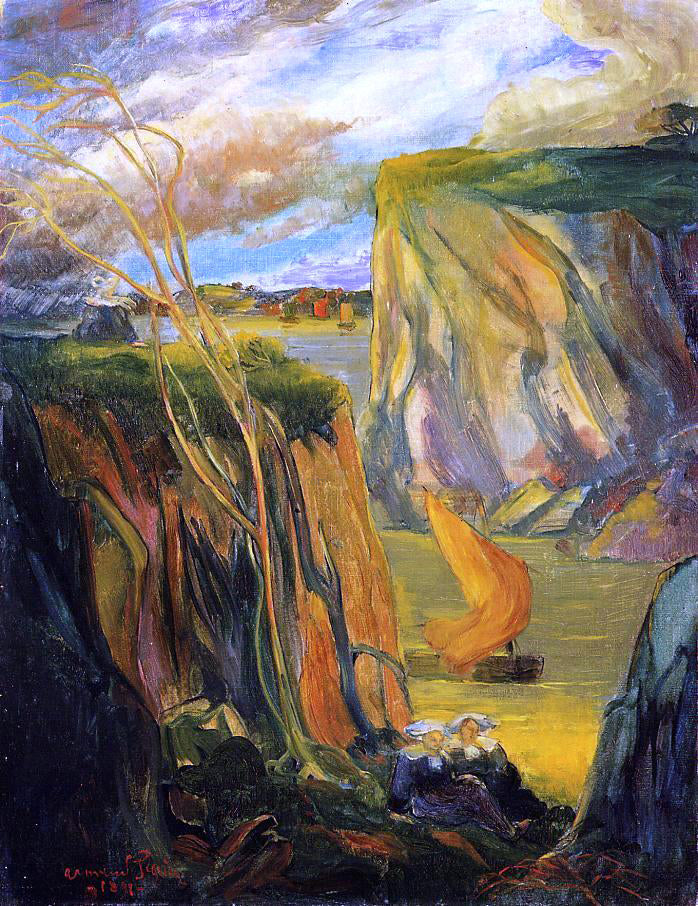 Armand Seguin Breton Women by the Cliff - Hand Painted Oil Painting