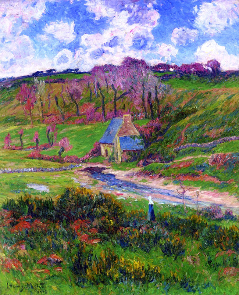  Henri Moret Bretons on the Banks of a River - Hand Painted Oil Painting