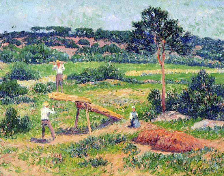 Henri Moret Bretons Working with Wood - Hand Painted Oil Painting
