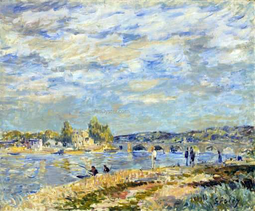 Alfred Sisley Bridge at Serves - Hand Painted Oil Painting
