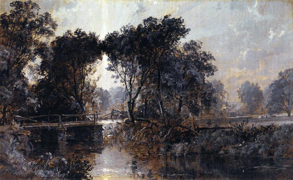 Jasper Francis Cropsey Bridge on the Wawayanda River - Hand Painted Oil Painting