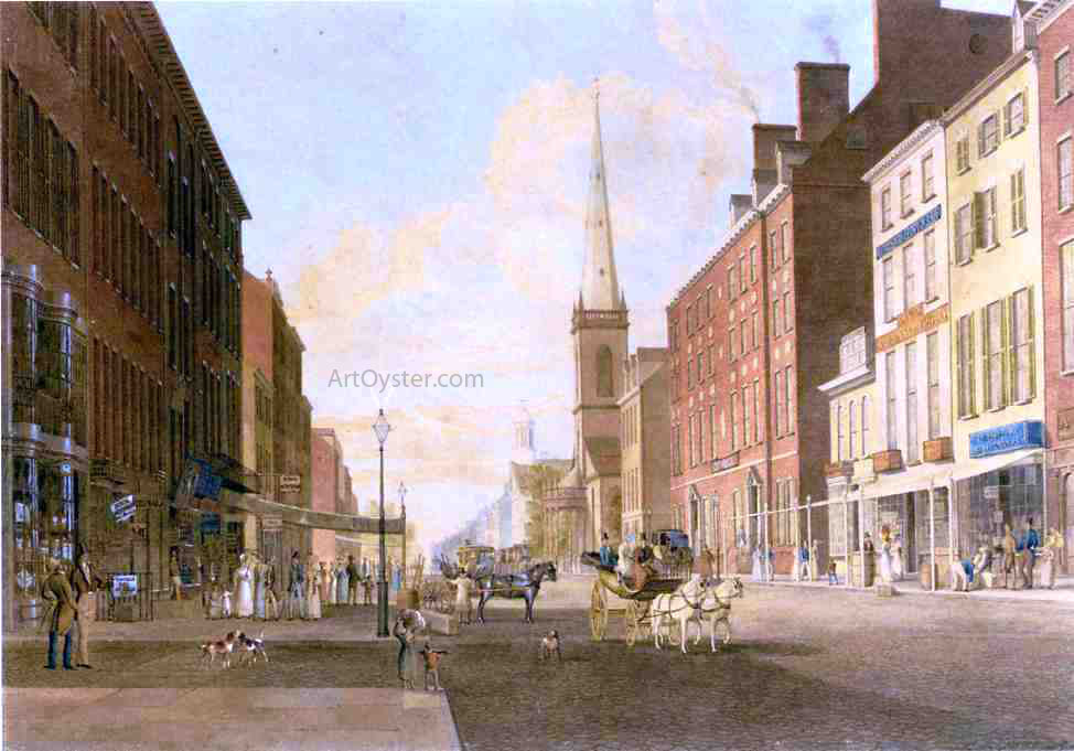 John William Hill Broadway Looking South from Liberty Street - Hand Painted Oil Painting