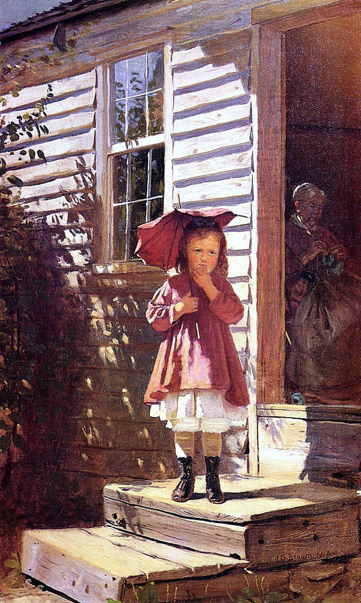 John George Brown Broken Parasol (also known as broken parasol) - Hand Painted Oil Painting