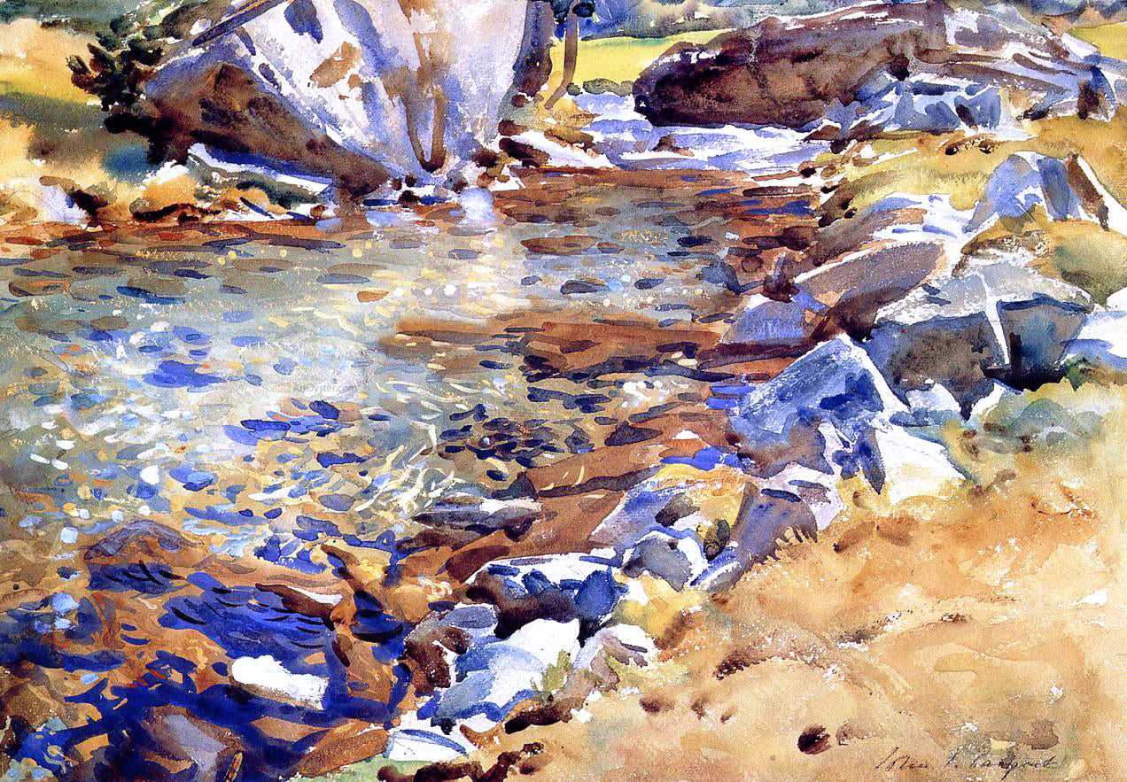 John Singer Sargent Brook Among the Rocks - Hand Painted Oil Painting