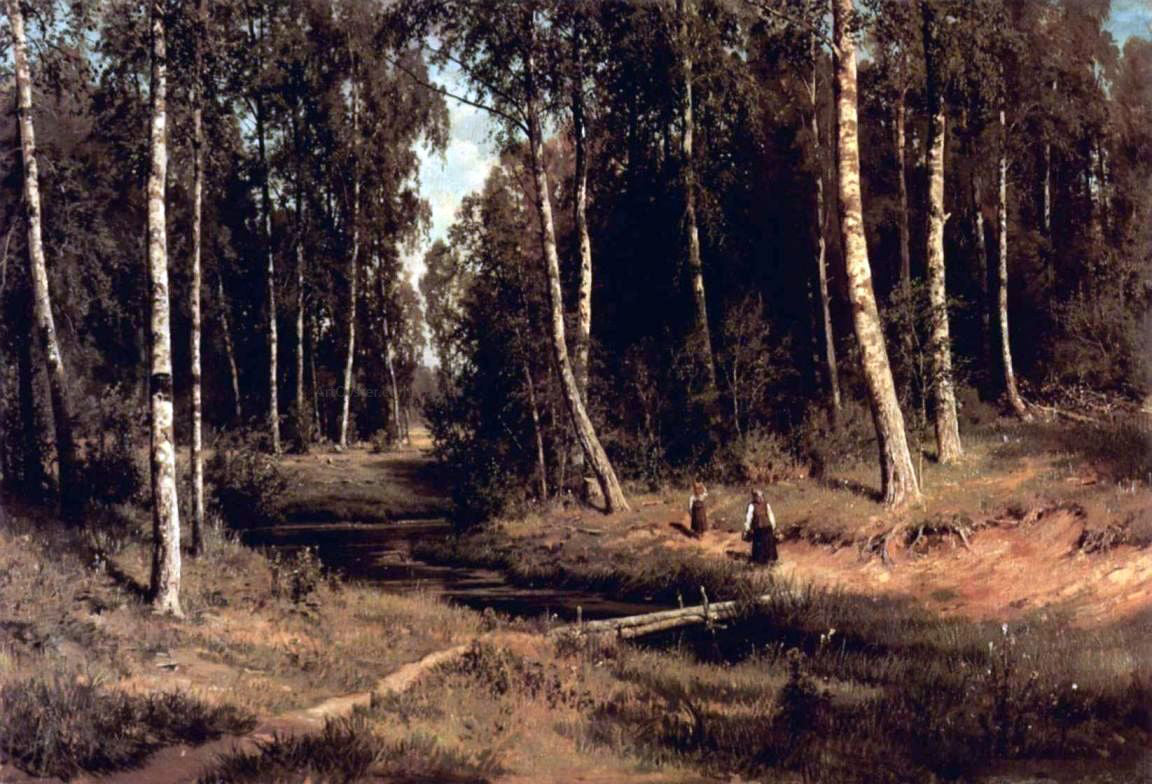 Ivan Ivanovich Shishkin Brook in a birch grove - Hand Painted Oil Painting