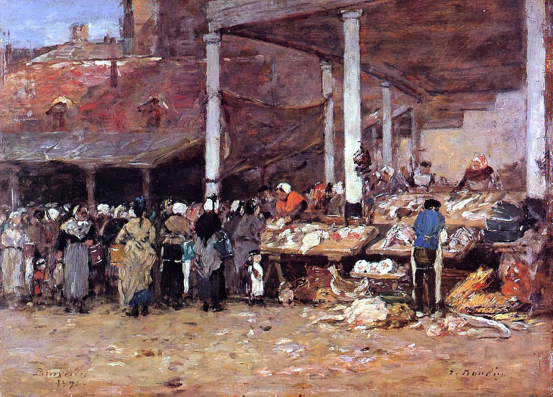 Eugene-Louis Boudin Brussels - the Old Fish Market - Hand Painted Oil Painting