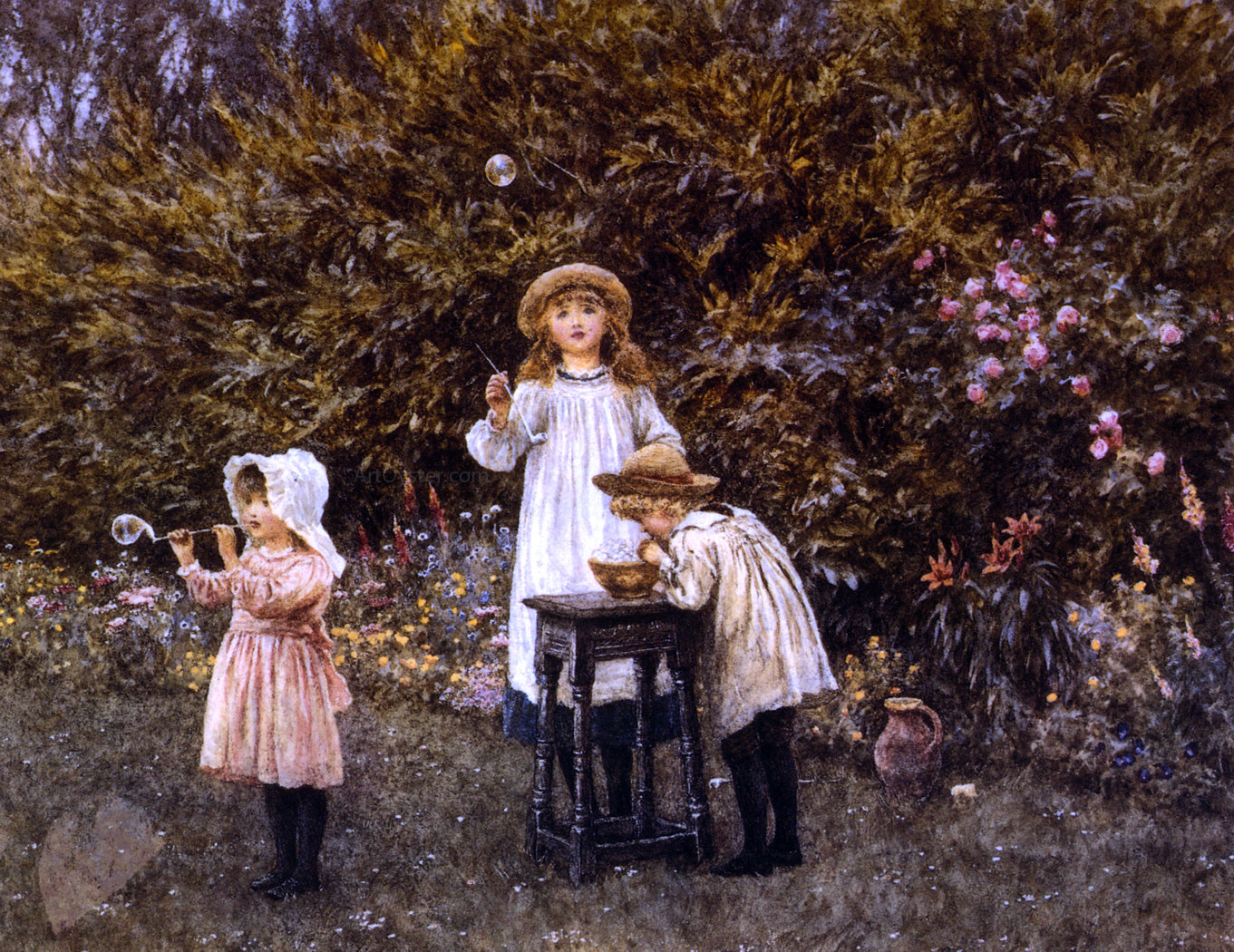 Helen Allingham Bubbles - Hand Painted Oil Painting