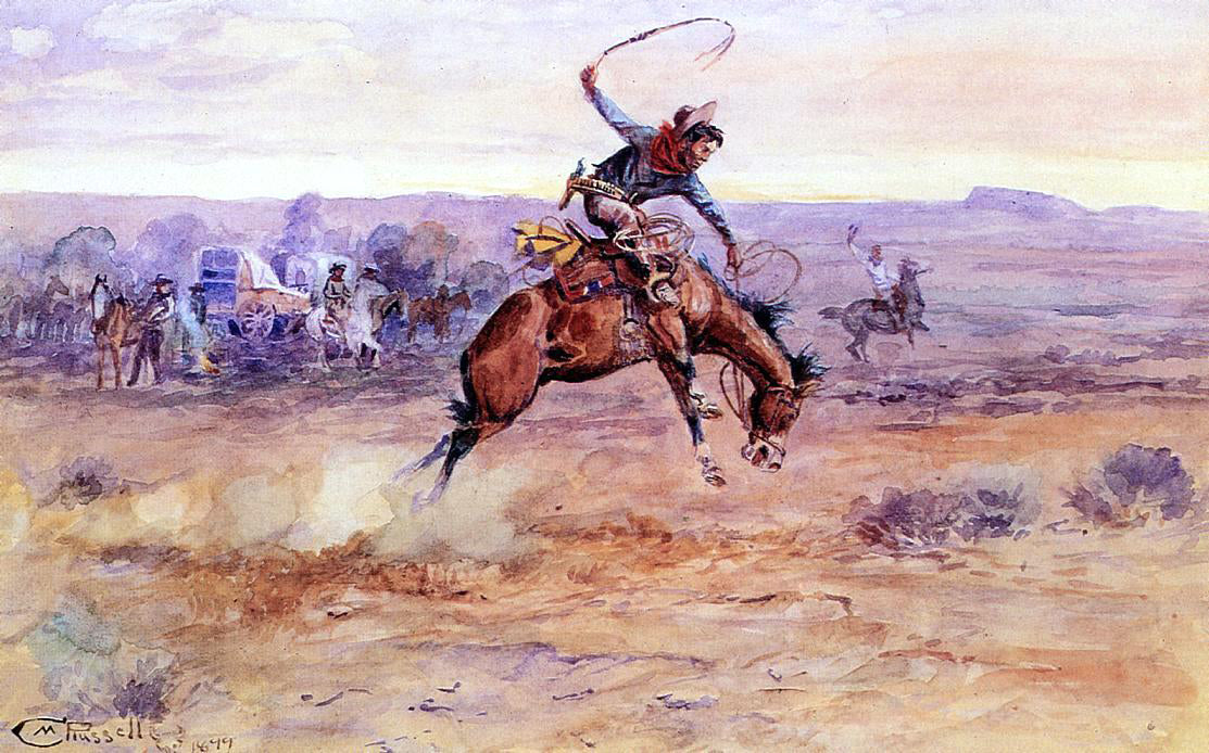 Charles Marion Russell Bucking Bronco - Hand Painted Oil Painting