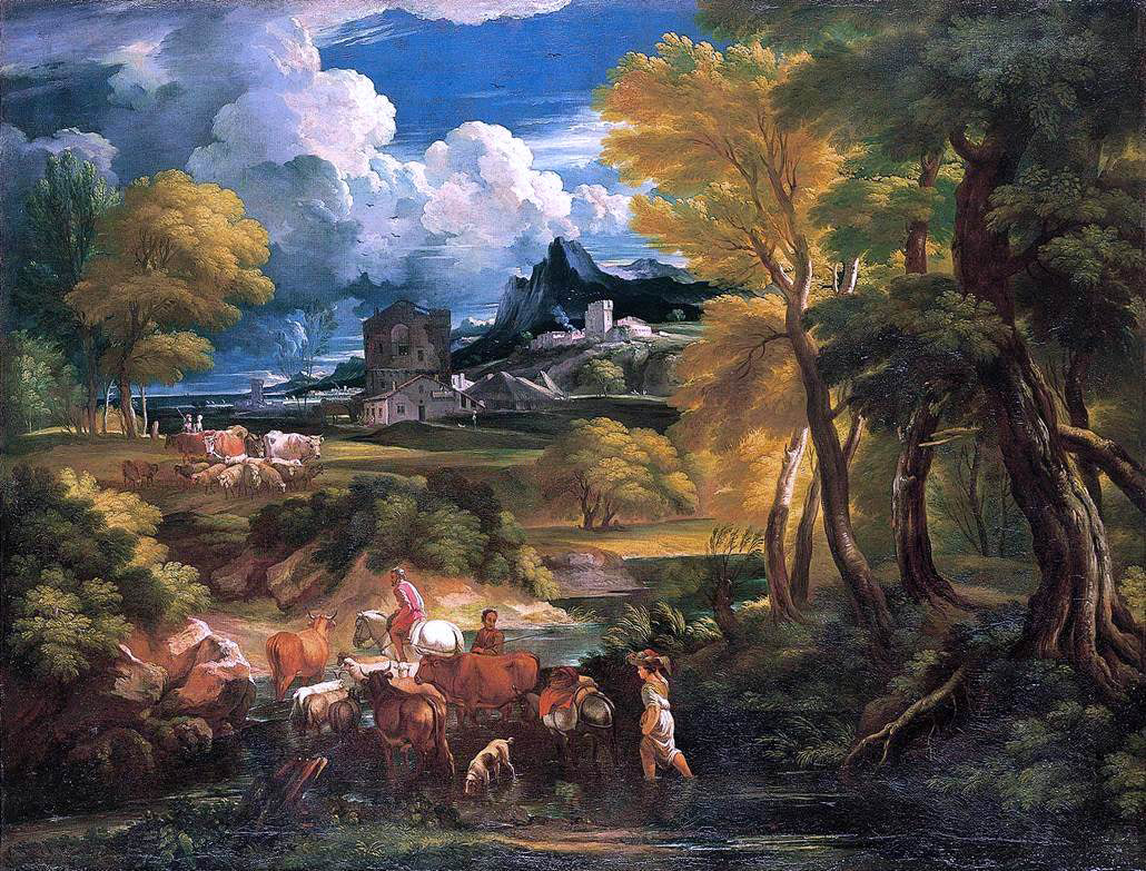 The Younger Pieter Mulier Bucolic Landscape - Hand Painted Oil Painting