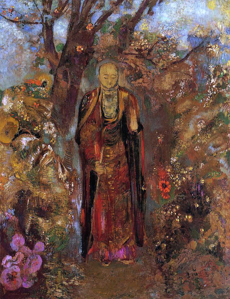 Odilon Redon Buddah Walking among the Flowers - Hand Painted Oil Painting