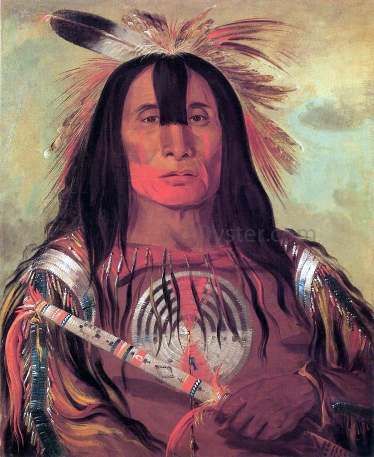 George Catlin A Buffalo Bull's Back Fat, Head Chief, Blood Tribe - Hand Painted Oil Painting