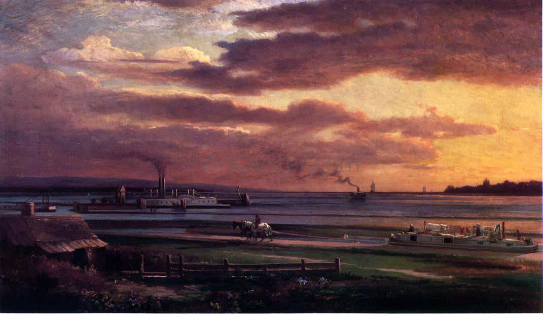Lars Gustaf Sellstedt Buffalo Harbor from the Foot of Porter Avenue - Hand Painted Oil Painting