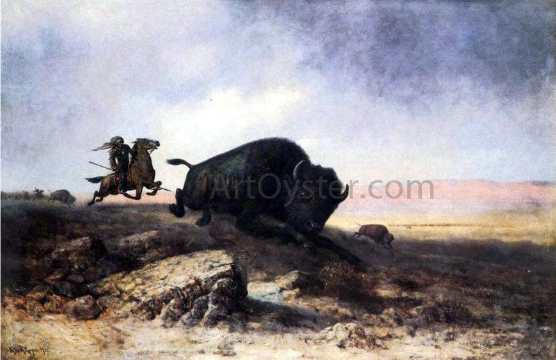 Astley Montague Cooper Buffalo Hunt - Hand Painted Oil Painting