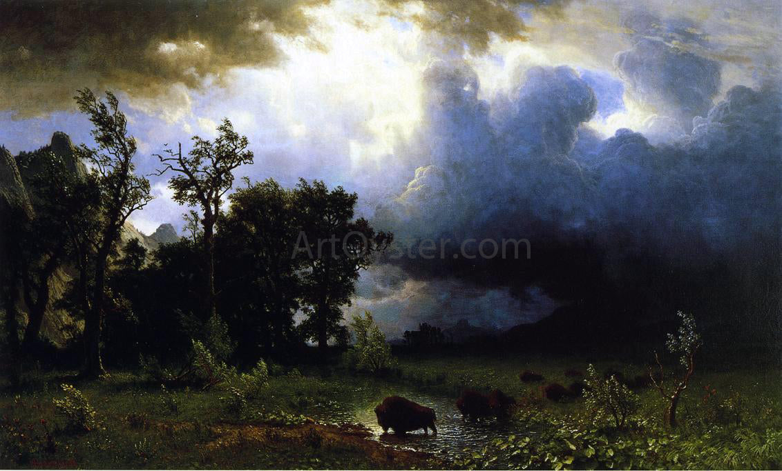Albert Bierstadt Buffalo Trail: the Impending Storm (also known as The Last of the Buffalo) - Hand Painted Oil Painting