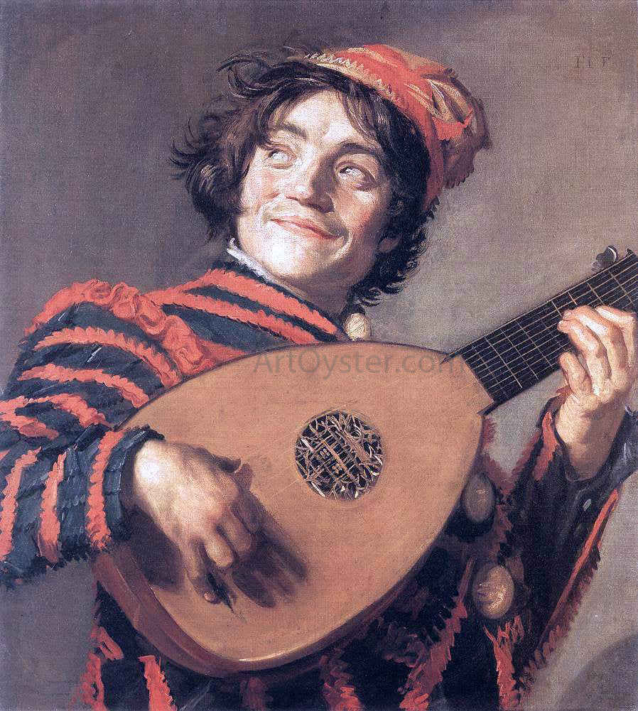 Frans Hals Buffoon Playing a Lute - Hand Painted Oil Painting