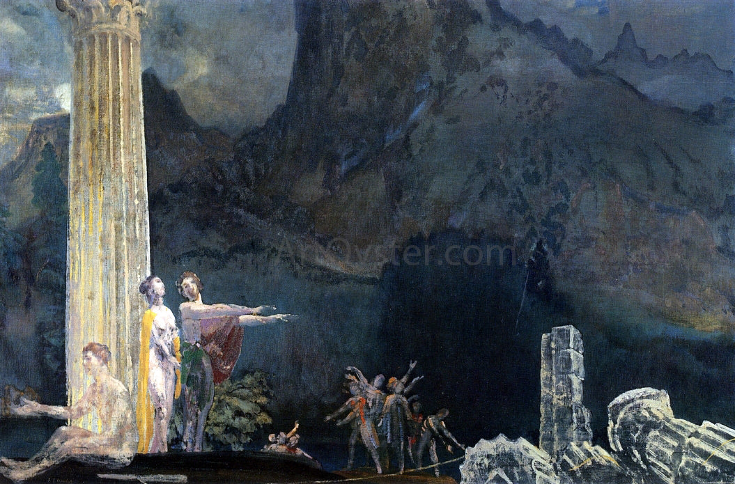  Arthur B Davies Builders of the Temple - Hand Painted Oil Painting
