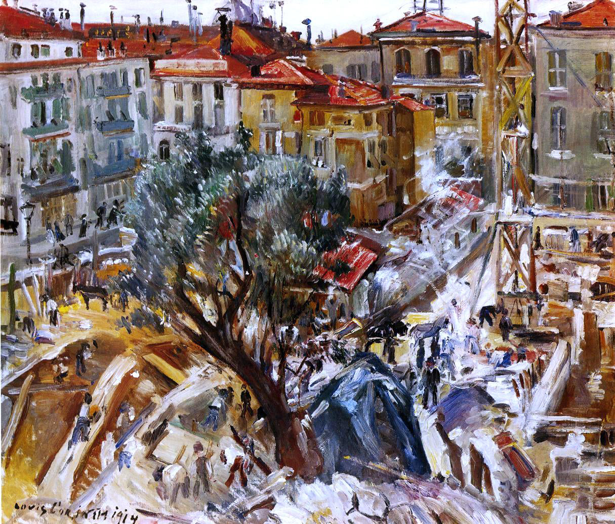 Lovis Corinth Building Under Construction in Monte Carlo - Hand Painted Oil Painting