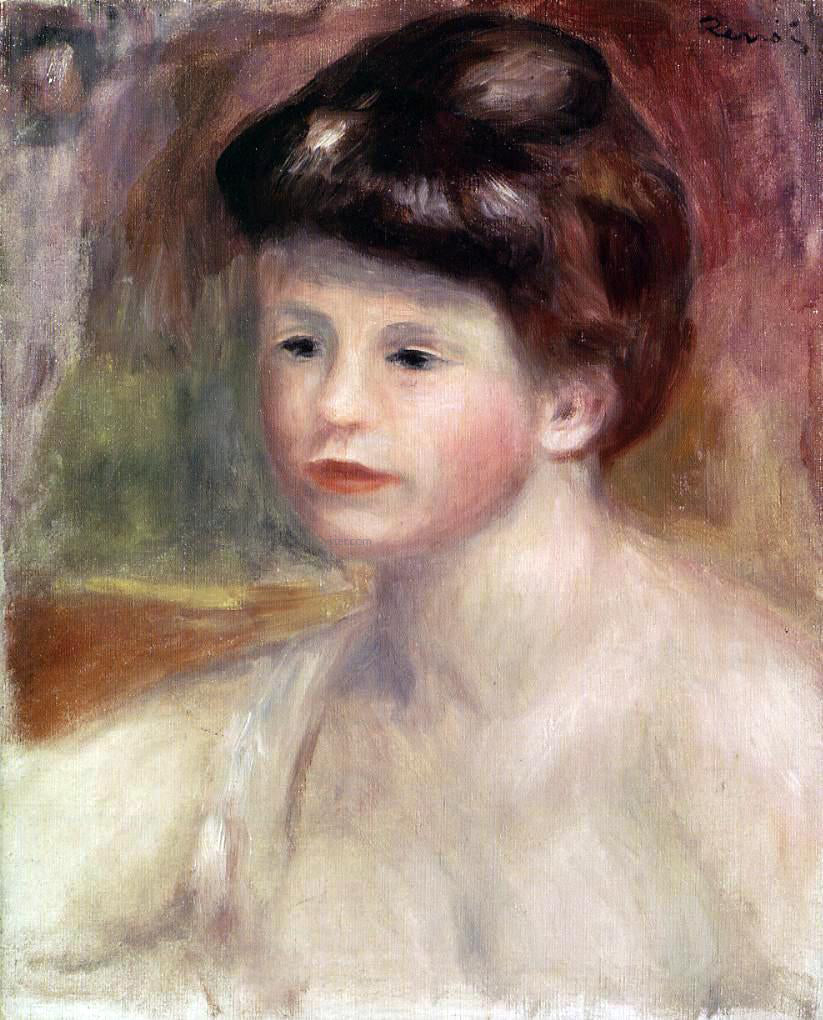 Pierre Auguste Renoir Bust of a Young Woman - Hand Painted Oil Painting