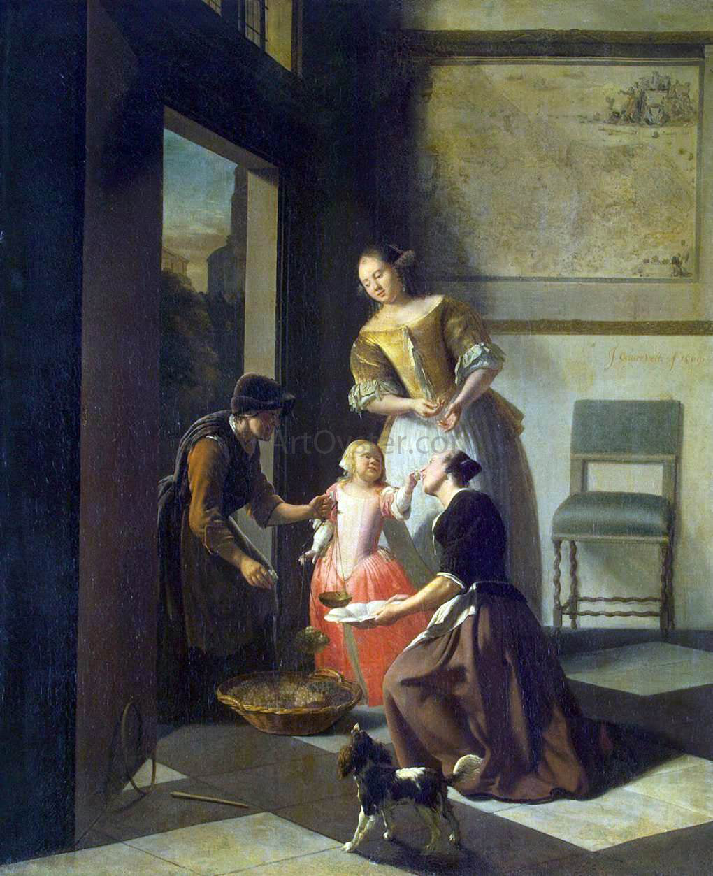 Jacob Ochtervelt Buying Grapes - Hand Painted Oil Painting