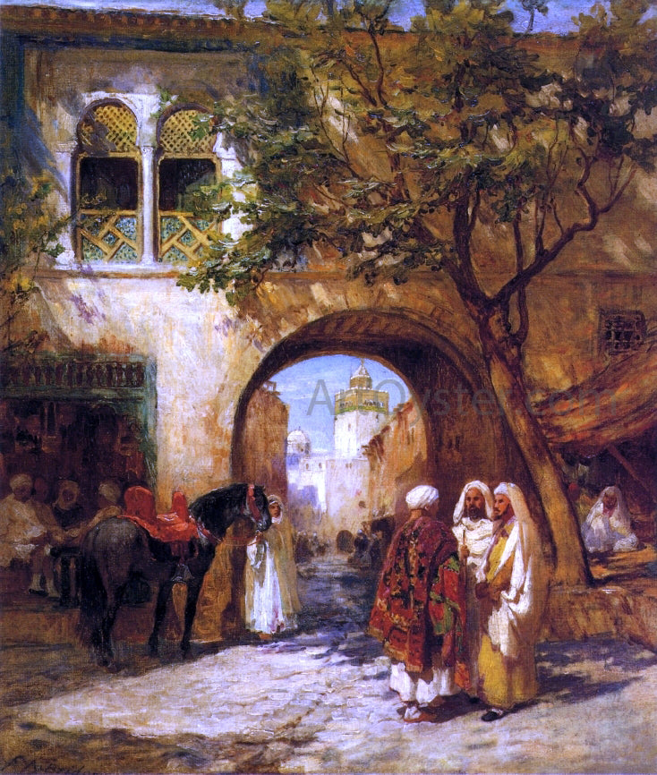 Frederick Arthur Bridgeman By the City Gate - Hand Painted Oil Painting