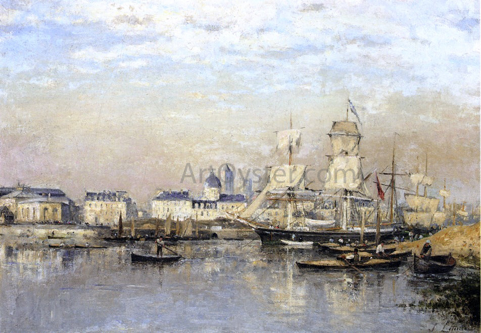 Stanislas Lepine Caen, l'Orne et la Coupole Saint-Jean, depuis la rive droit en face du Grand Cours - Hand Painted Oil Painting