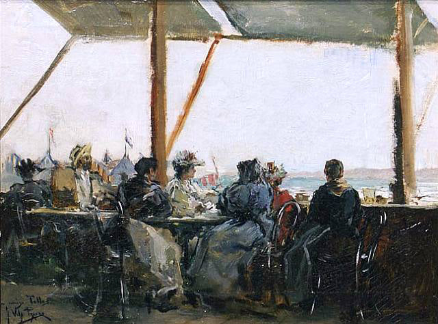 Julio Vila Prades Cafe en la Terraza - Hand Painted Oil Painting