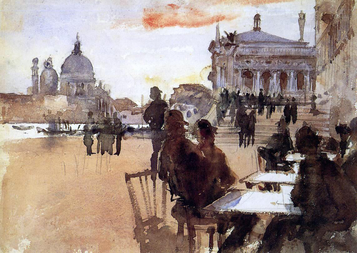 John Singer Sargent Cafe on the Riva degli Schiavoni - Hand Painted Oil Painting