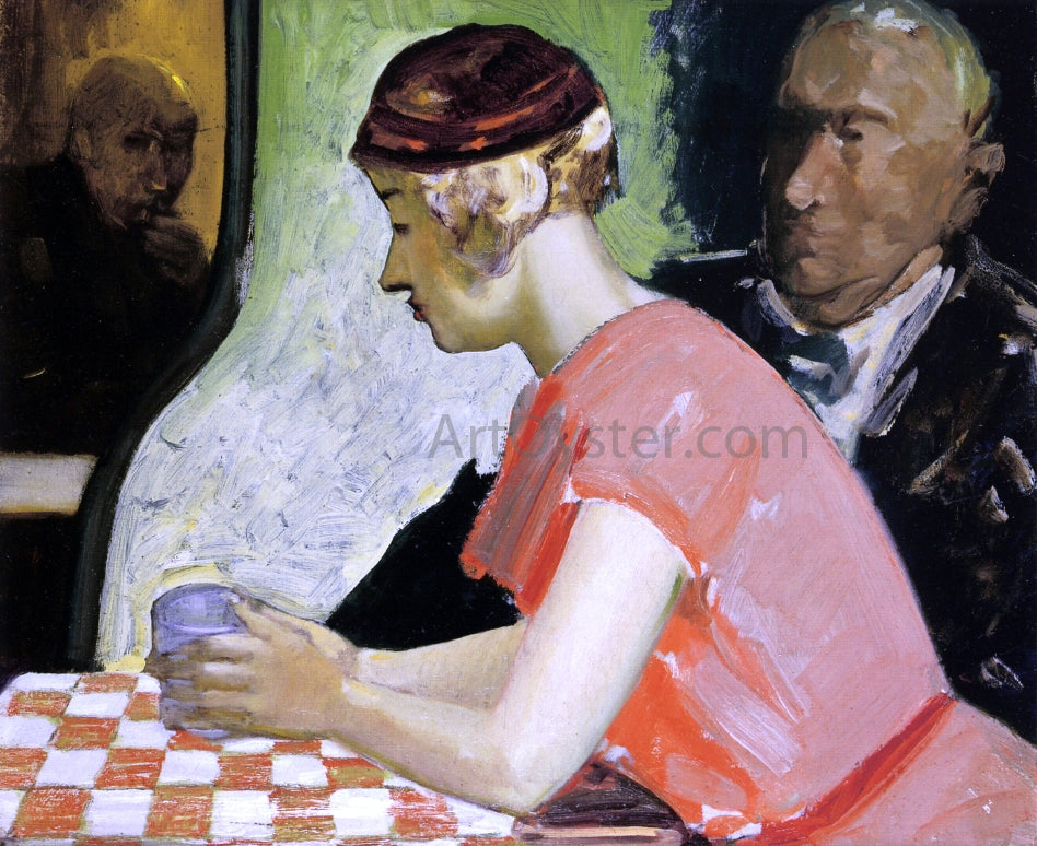  George Luks Cafe Scene - a Study of a Young Woman - Hand Painted Oil Painting