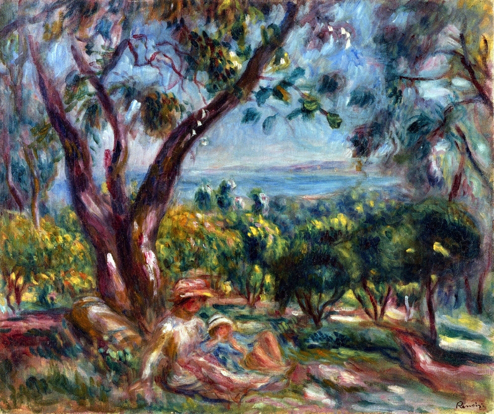 Pierre Auguste Renoir Cagnes Landscape with Woman and Child - Hand Painted Oil Painting