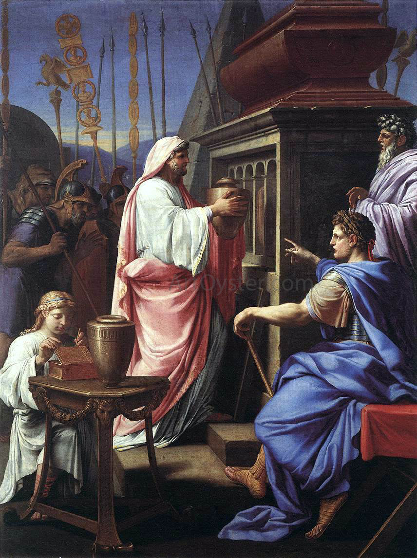 Eustache Le Sueur Caligula Depositing the Ashes of his Mother and Brother in the Tomb of his Ancestors - Hand Painted Oil Painting