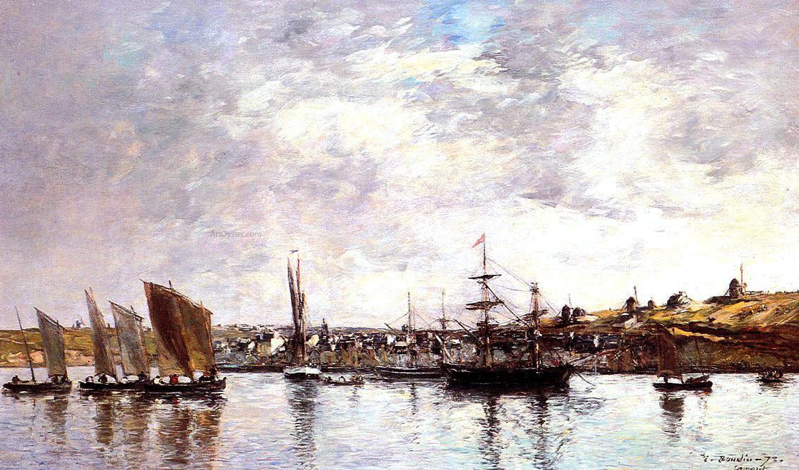 Eugene-Louis Boudin Camaret, the Port - Hand Painted Oil Painting