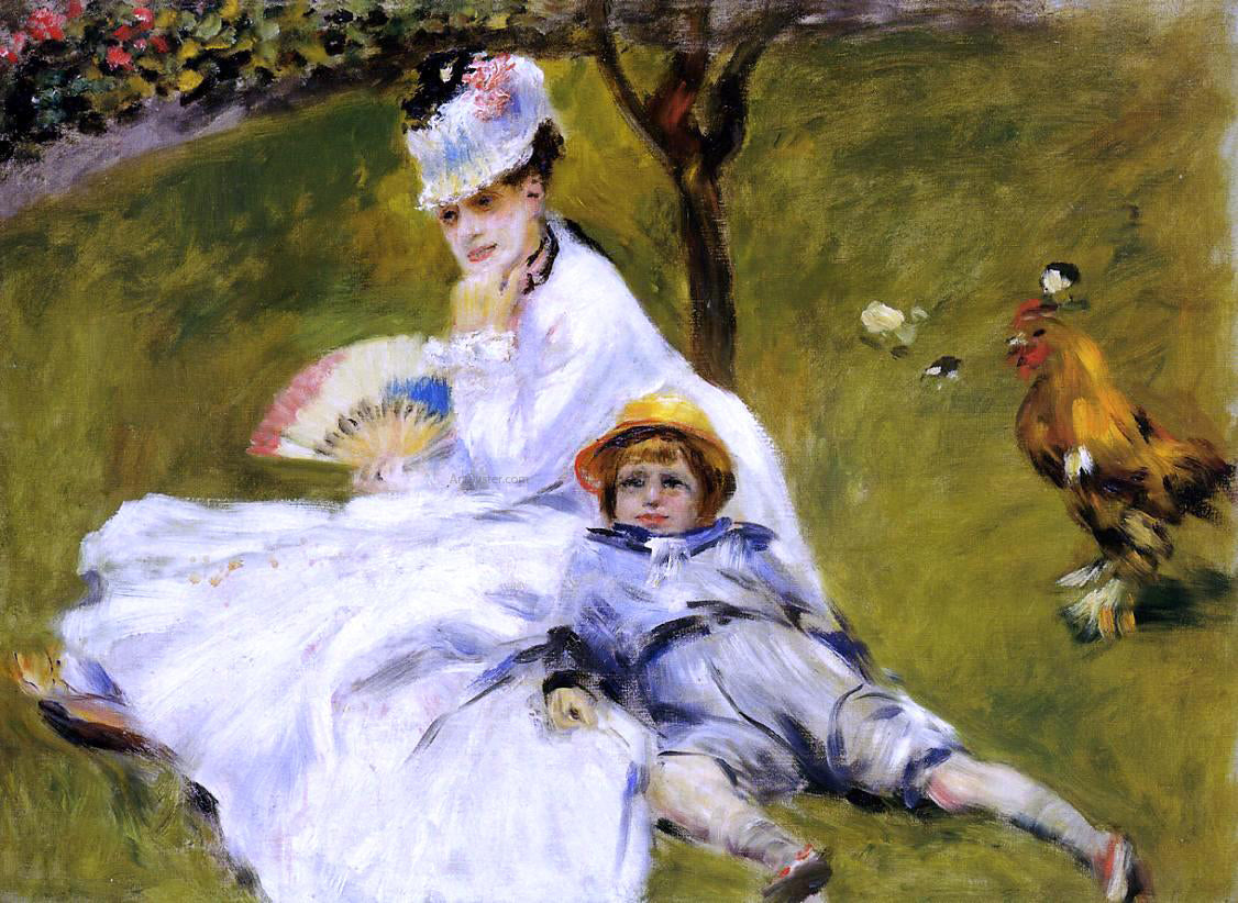 Pierre Auguste Renoir Camille Monet and Her Son Jean in the Garden at Argenteuil - Hand Painted Oil Painting