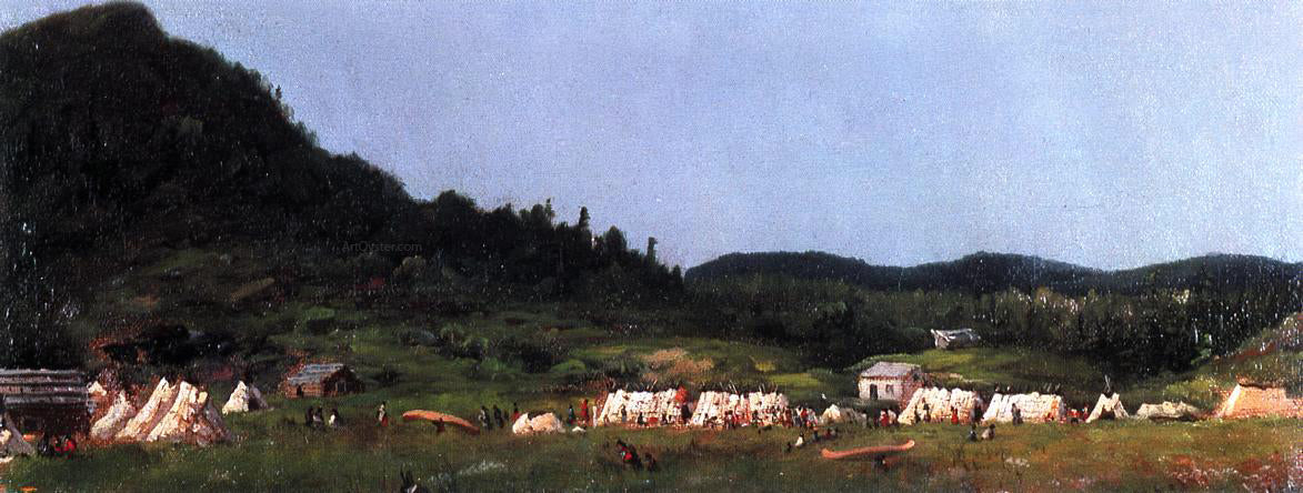 Eastman Johnson Camp Scene at Grand Portage - Hand Painted Oil Painting