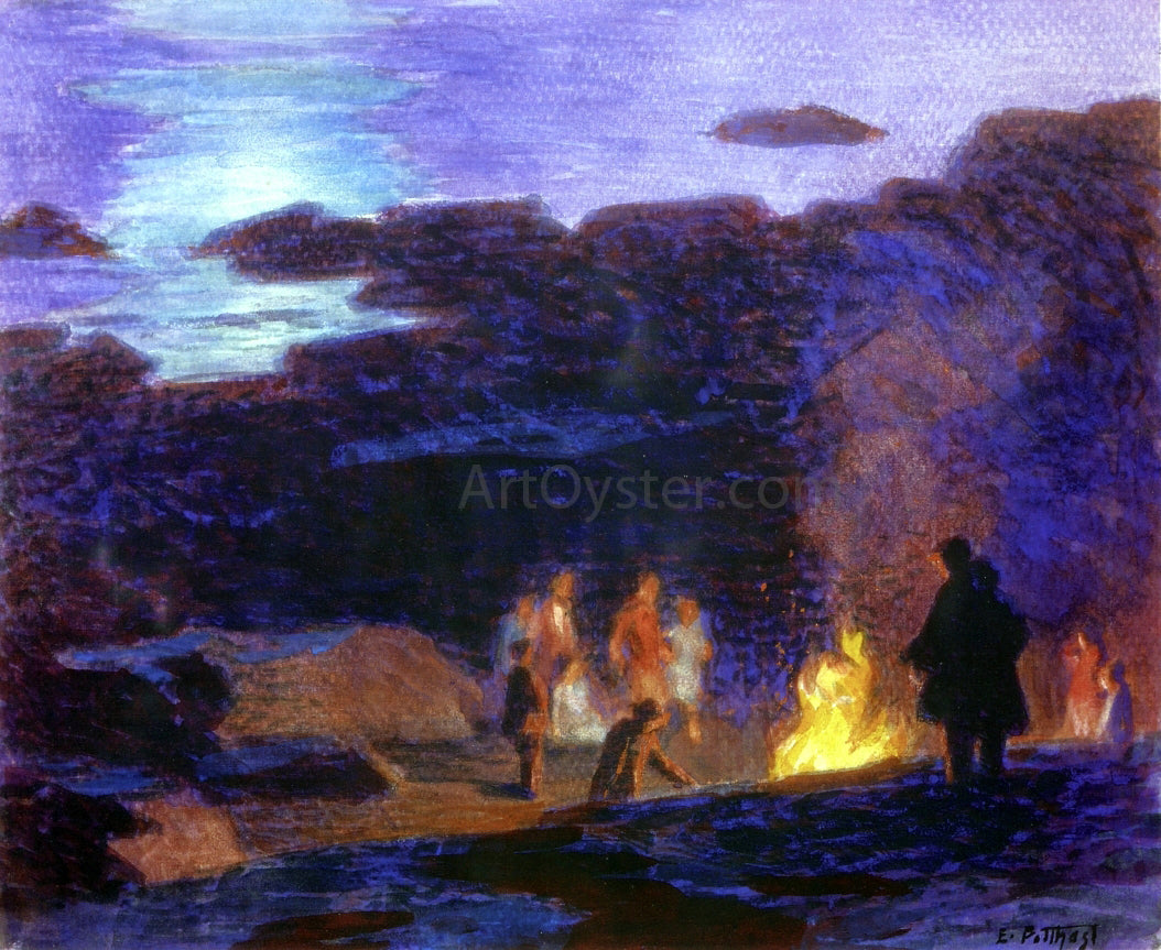  Edward Potthast Campfire - Hand Painted Oil Painting
