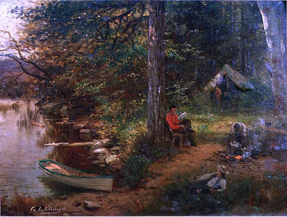 George Lafayette Clough Camping Out in the Adirondacks - Hand Painted Oil Painting