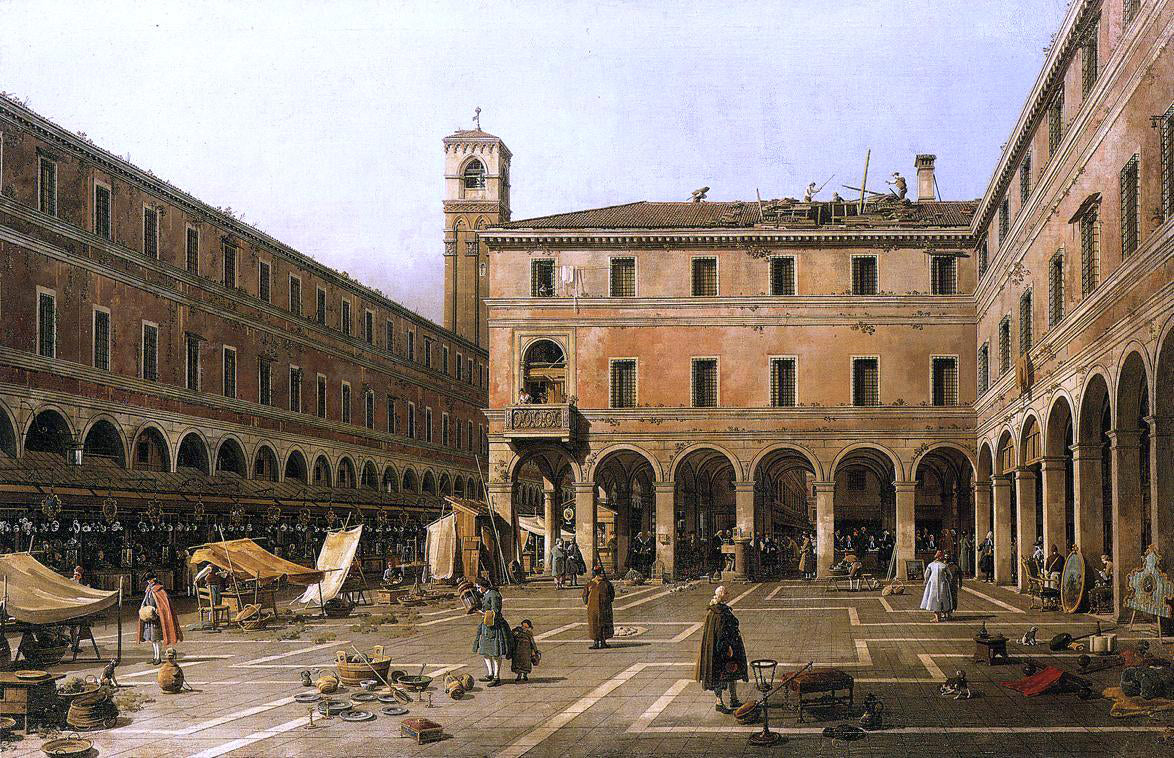 Canaletto Campo di Rialto - Hand Painted Oil Painting