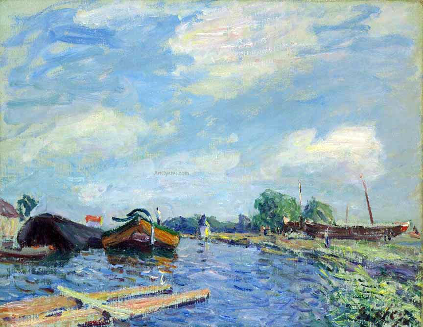 Alfred Sisley Canal at Saint-Mammes - Hand Painted Oil Painting