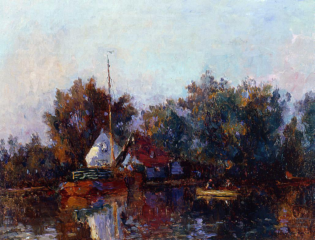 Albert Lebourg Canal in Holland near Rotterdam - Hand Painted Oil Painting