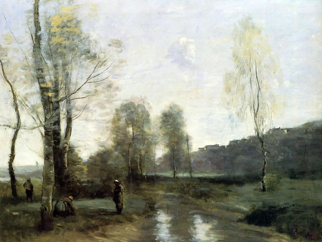 Jean-Baptiste-Camille Corot Canal in Picardi - Hand Painted Oil Painting