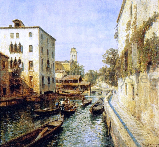 Herman Herzog Canal in Venice - Hand Painted Oil Painting